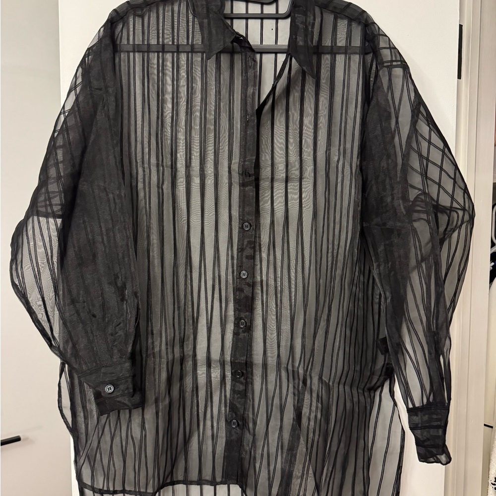 SOLD- Black Sheer Women’s Button Down